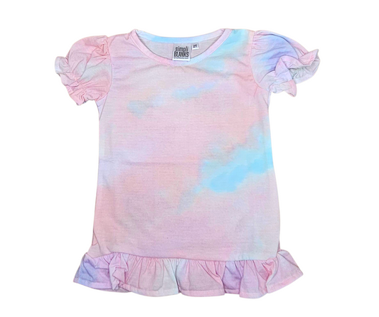 GIRLS RUFFLED SHIRT (Tie-Dye) Cotton Candy