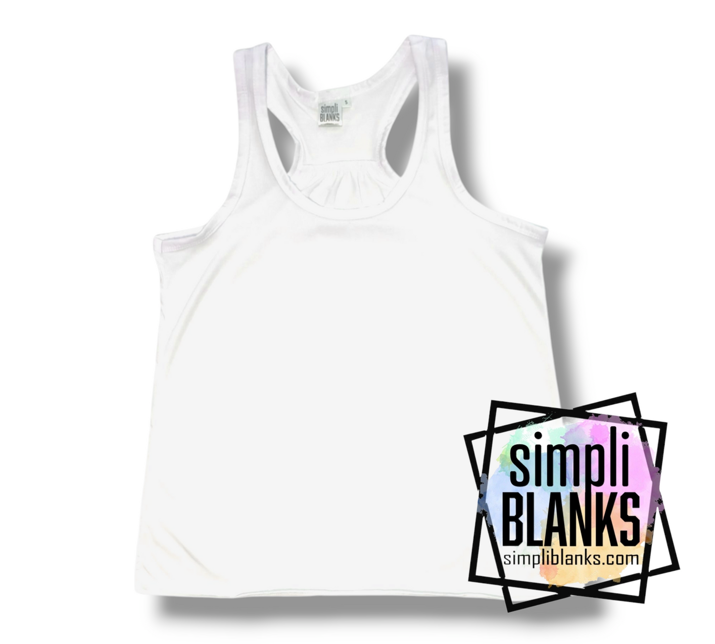RB-(WHITE) WOMANS FLOWY RACERBACK TANK TOP