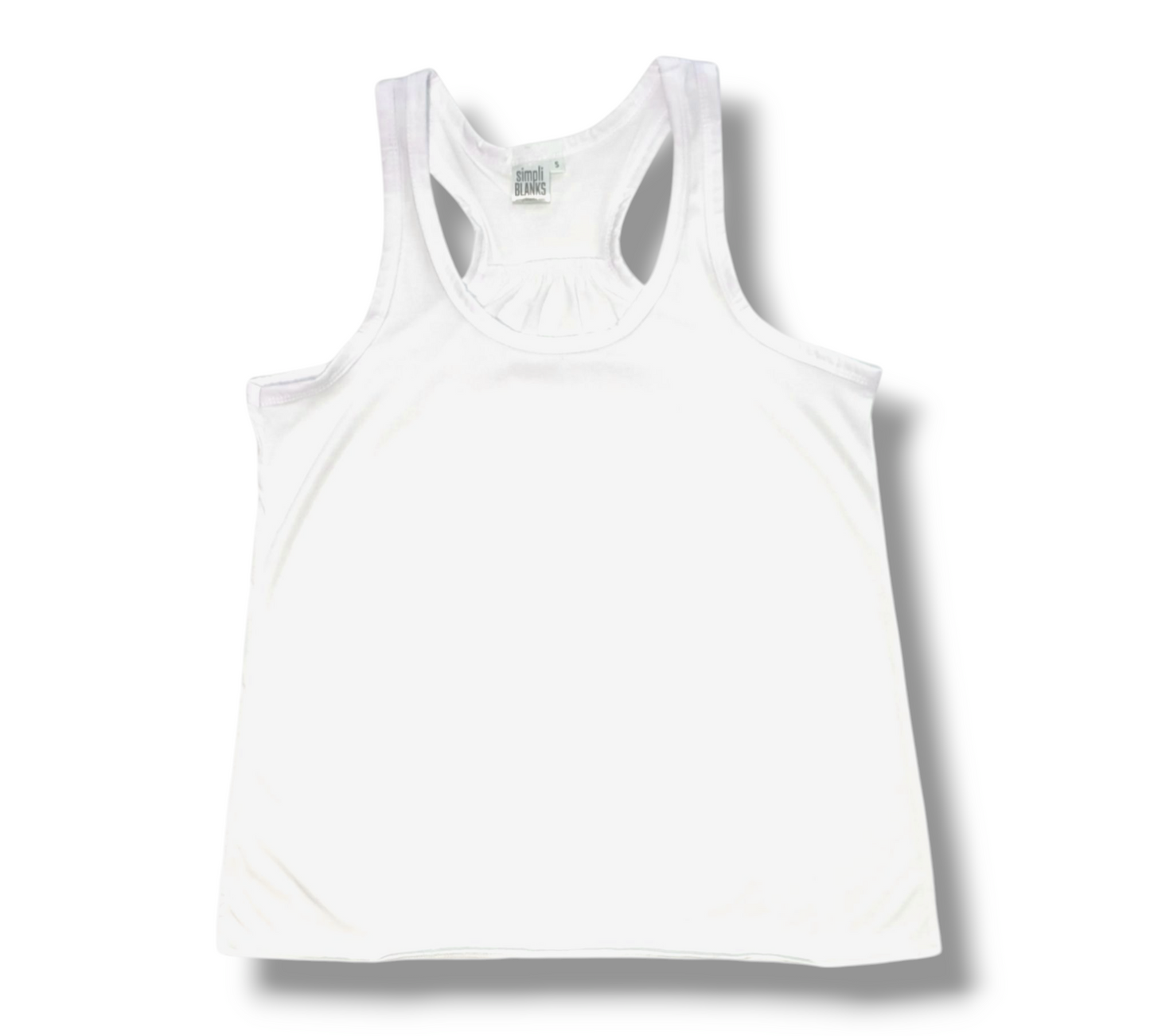 RB-(WHITE) WOMANS FLOWY RACERBACK TANK TOP