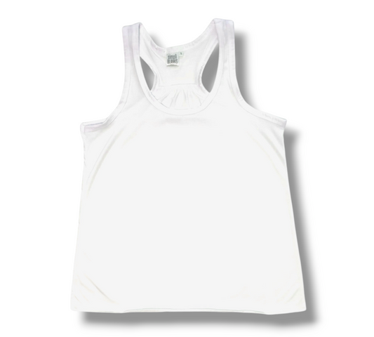 RB-(WHITE) WOMANS FLOWY RACERBACK TANK TOP