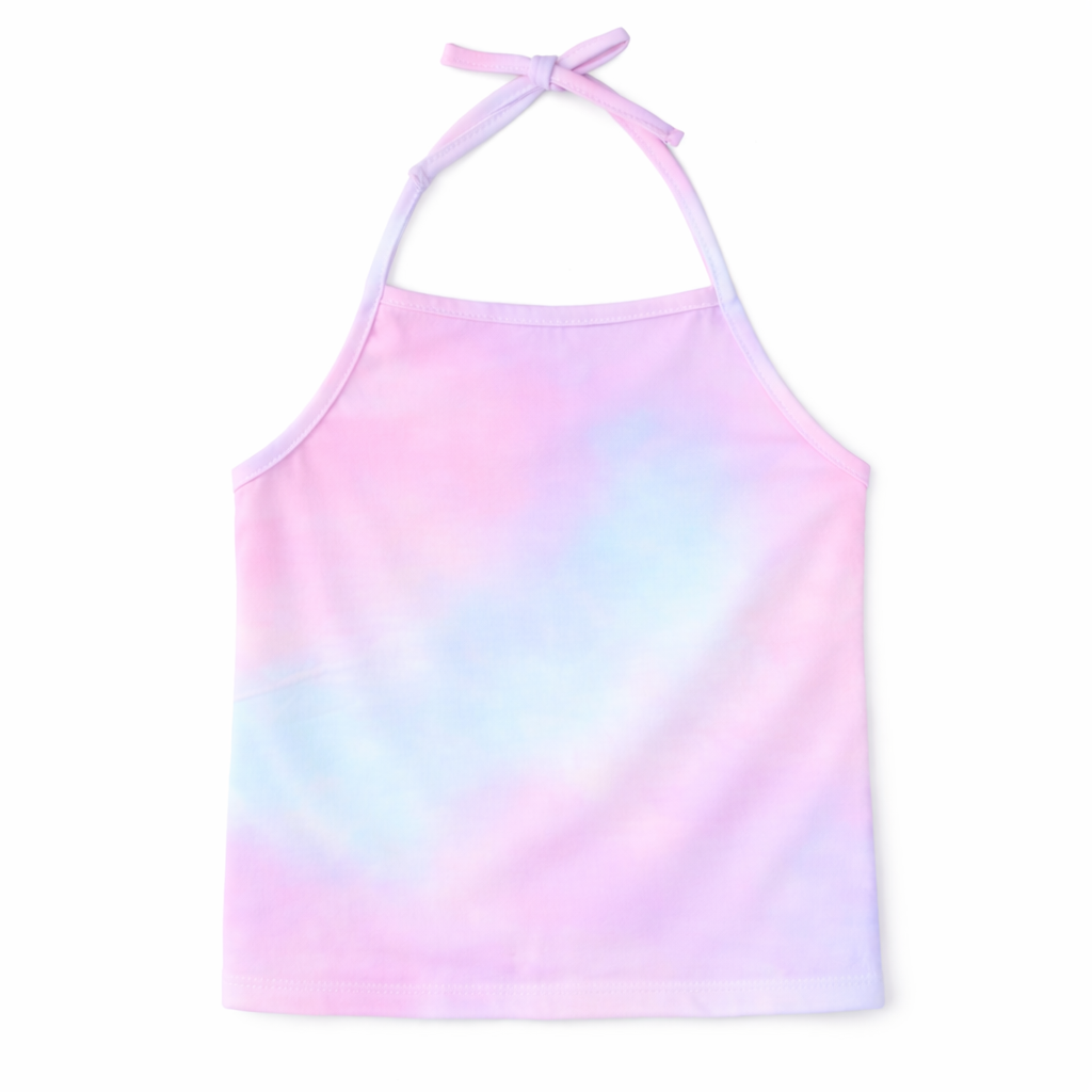 KIDS HALTER TOP- PINK COTTON CANDY