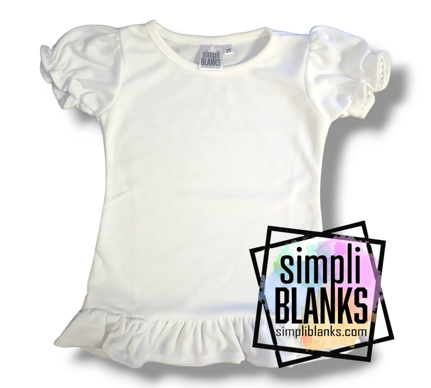 GIRLS RUFFLED SHIRT(TK) WHITE – Simpli Blanks
