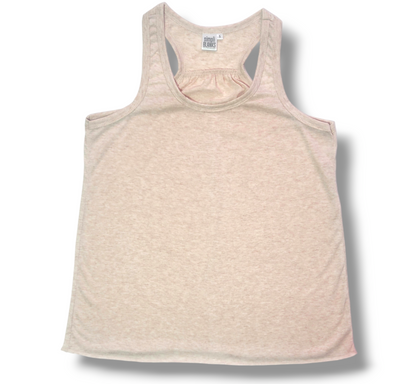 RB- (OATMEAL-OLD FABRIC) WOMANS FLOWY RACERBACK TANK TOP- will not be restocking