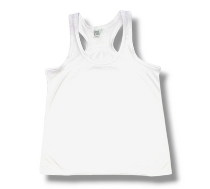 RB-(WHITE) WOMANS FLOWY RACERBACK TANK TOP