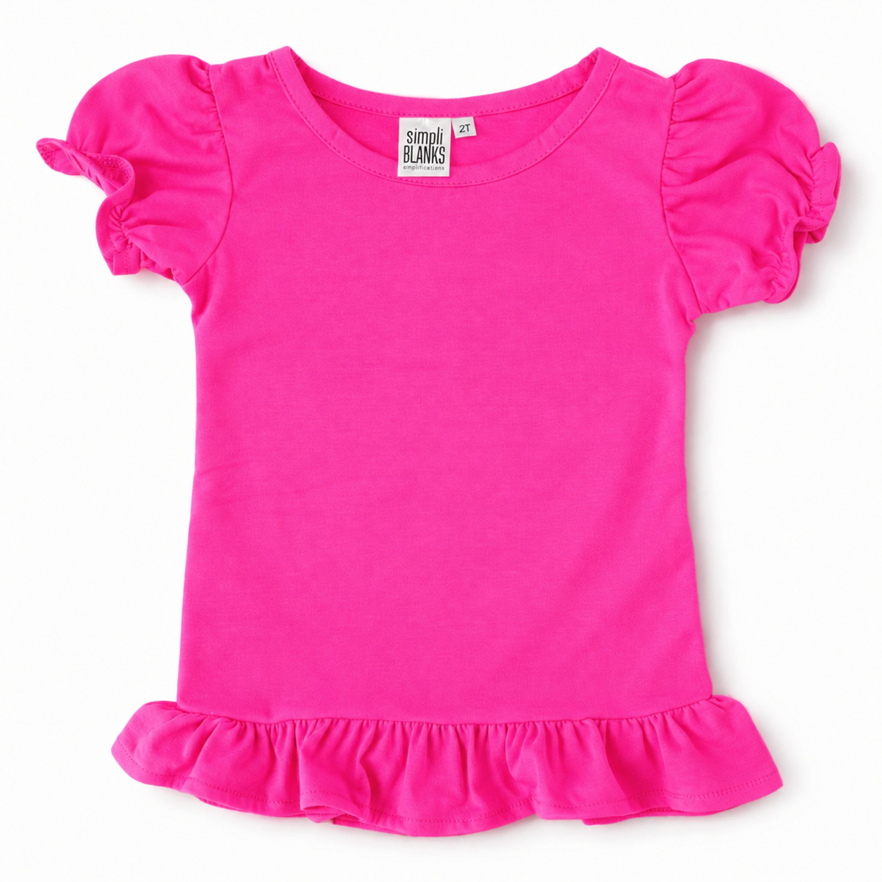 GIRLS RUFFLED SHIRT(NEON PINK)