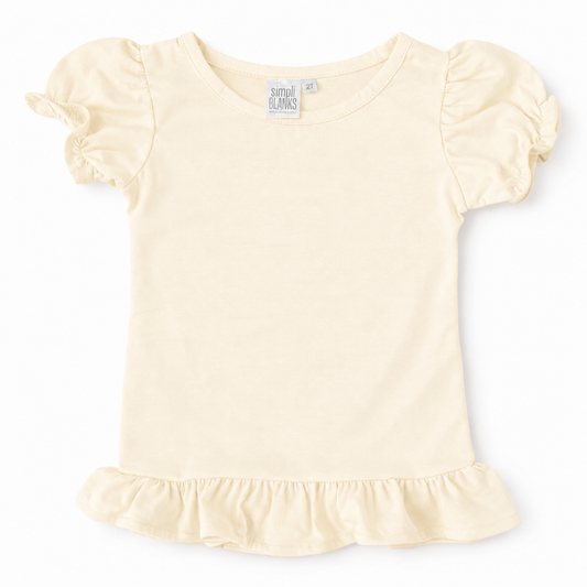 RS- GIRLS RUFFLED SHIRT(CREAM)