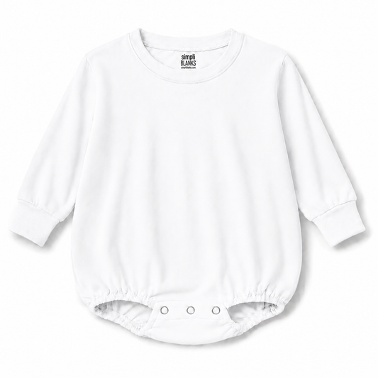 LSBBR-Long Sleeve-Baggy Baby Romper (White)