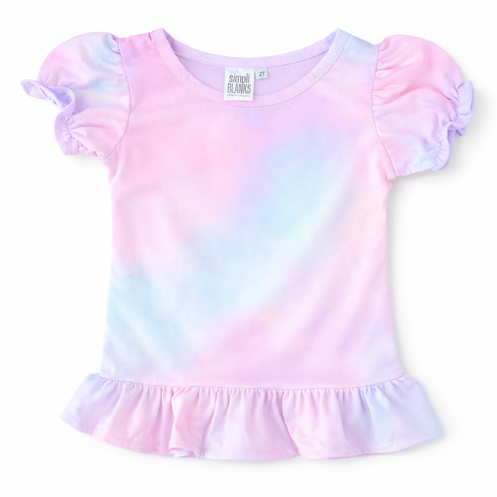 GIRLS RUFFLED SHIRT (Tie-Dye) Cotton Candy