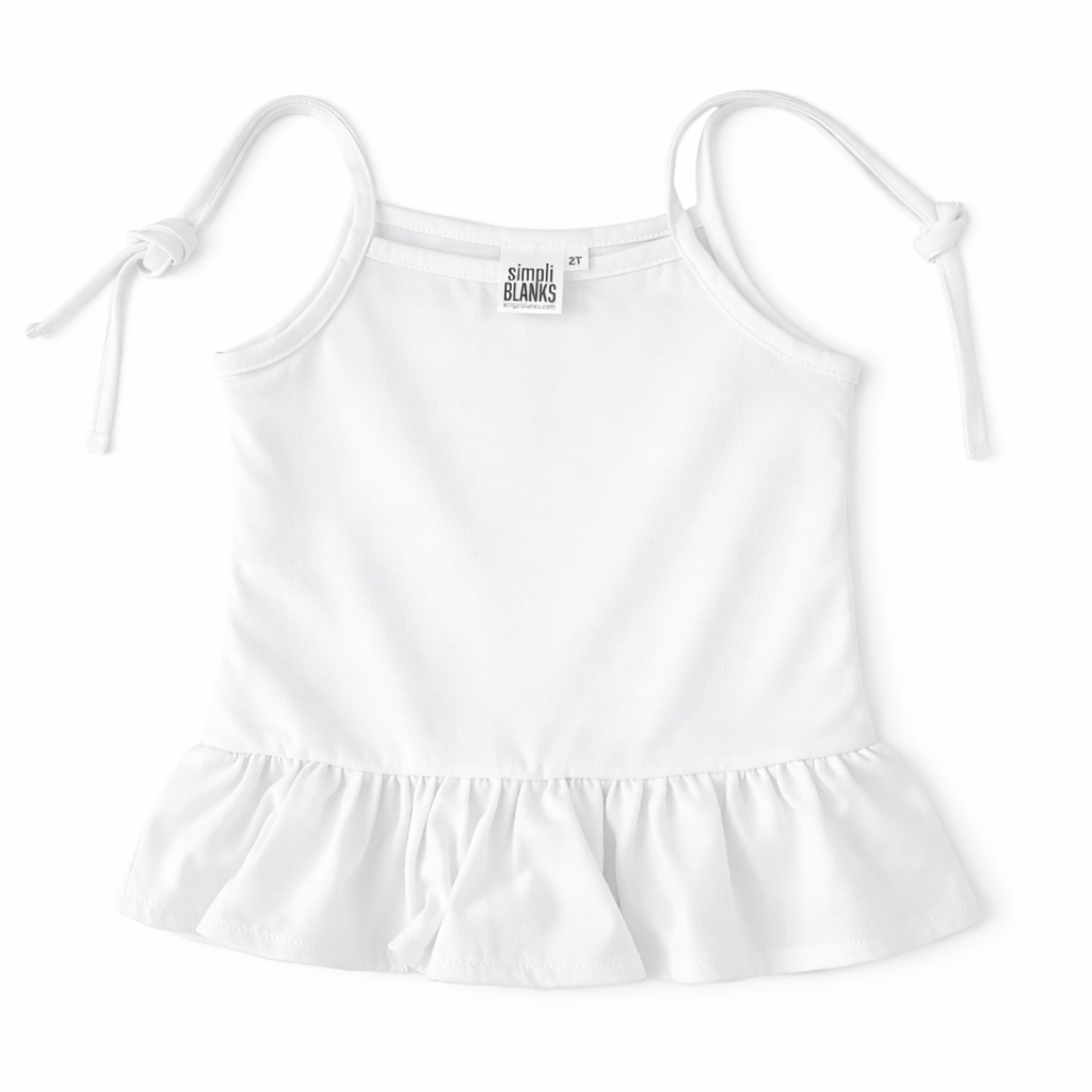 Girls Ruffled Tank Top (White)