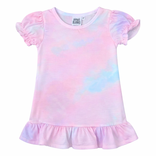 GIRLS RUFFLED SHIRT (Tie-Dye) Cotton Candy