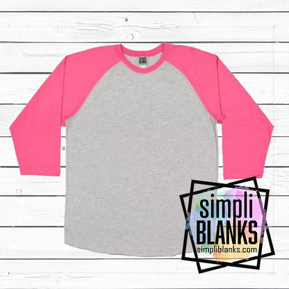 3/4- Fuchsia/Grey Raglan Sublimation Shirt (TODDLER & YOUTH ONLY)