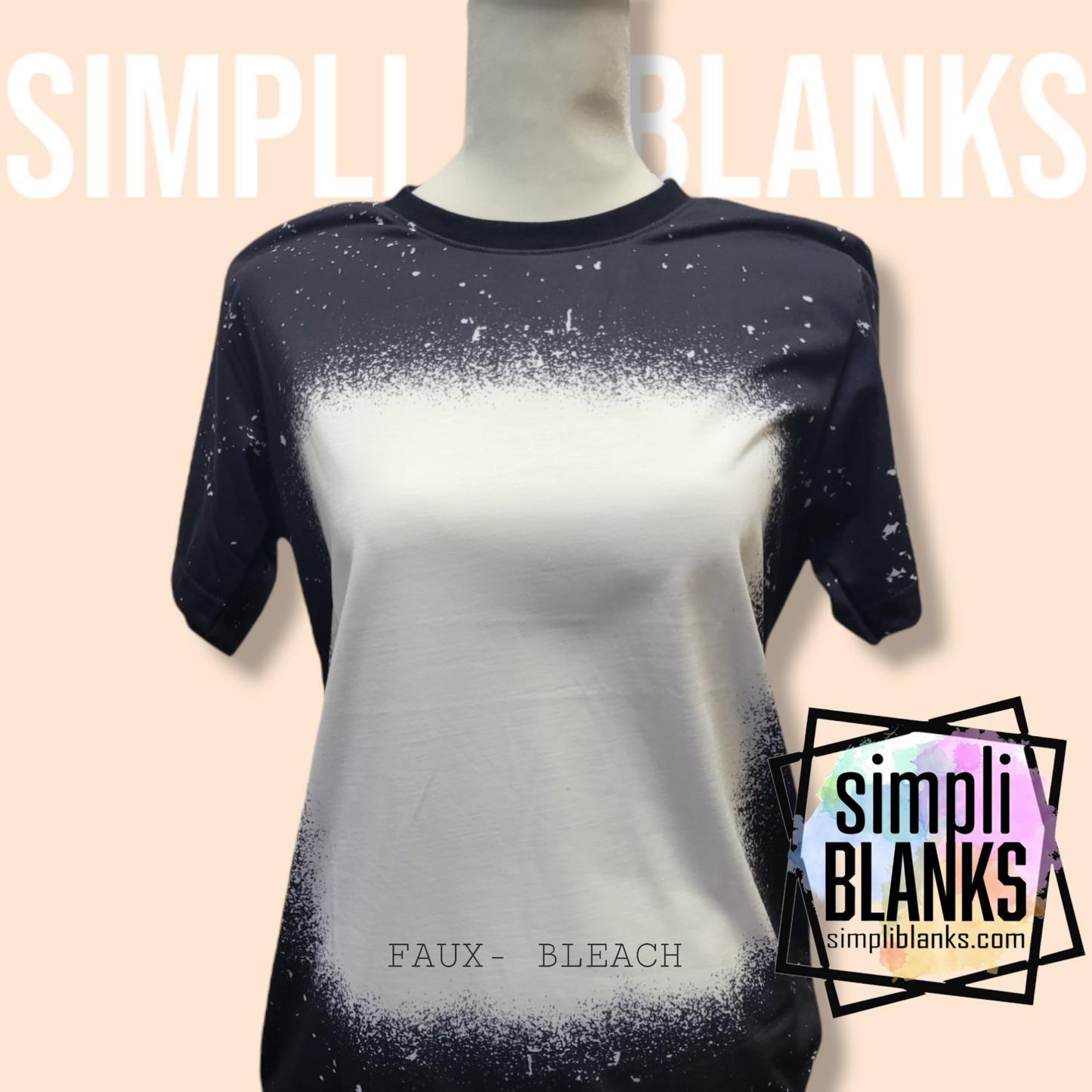 SS- BLACK FAUX BLEACHED SUBLIMATION SHIRT
