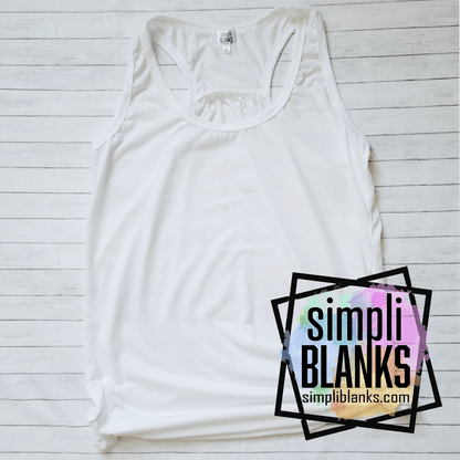 Unisex- plus size (WHITE) RACERBACK SUBLIMATION TANK TOP- ADULT ONLY